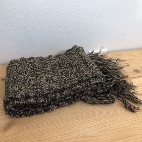 True Religion Marled Acrylic Wool Blend Scarf Long Textured Neutral Tassels - Picture 1 of 5